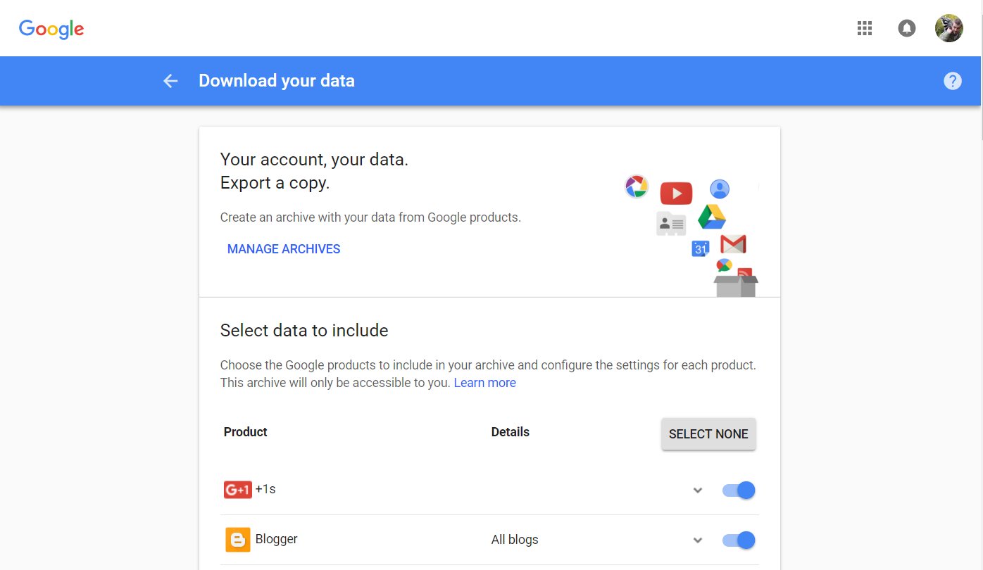 Google Data Export